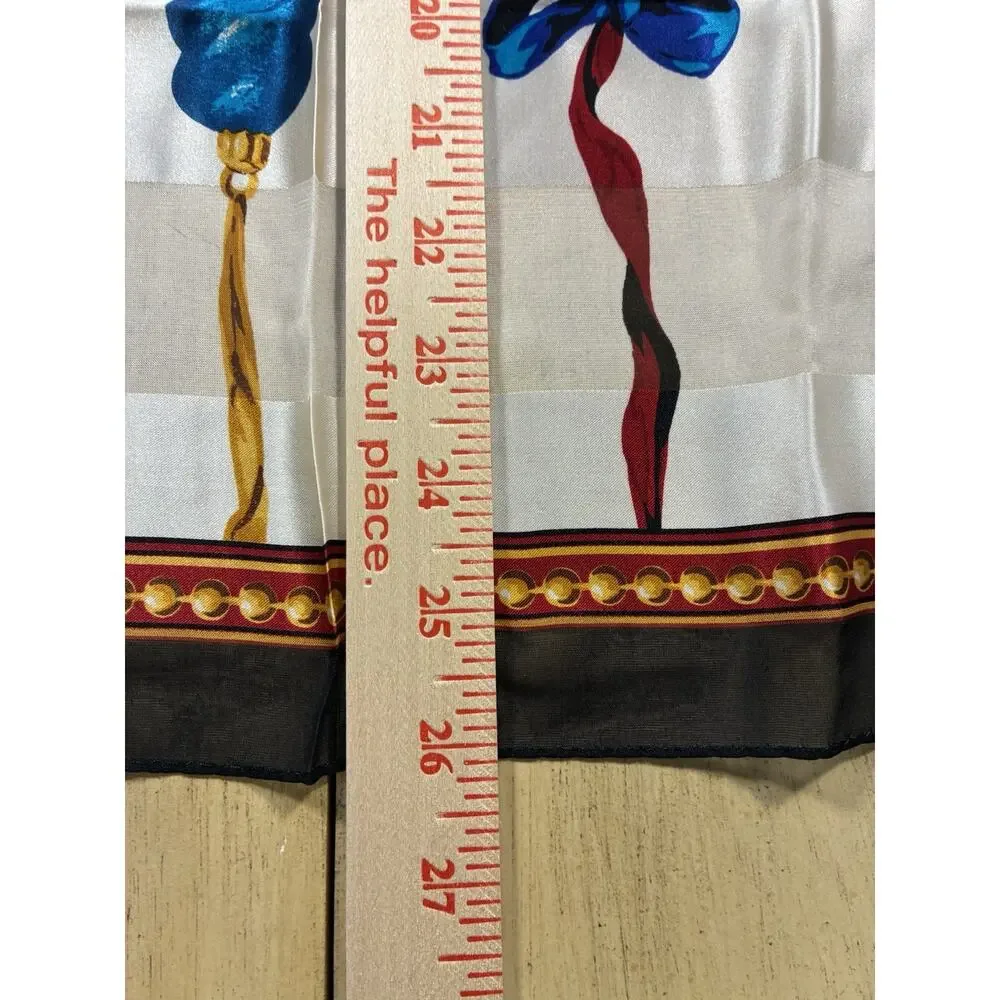 VTG Talbots 100% Silk Scarf Holiday Ornament Square Xmas Colorful Luxury Chic